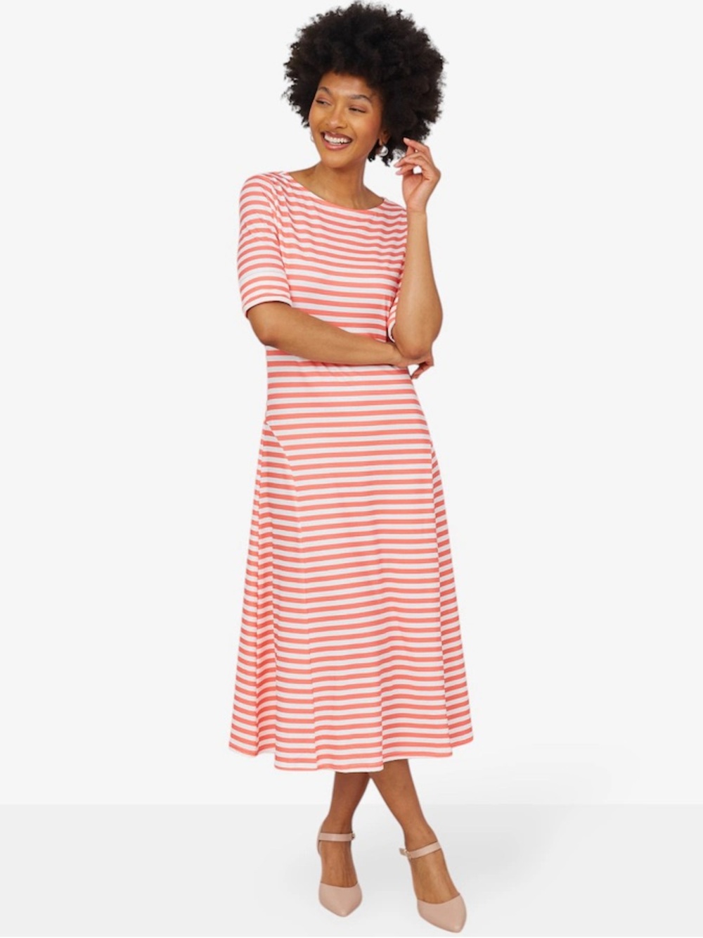 Guillaume Striped Fit-and-Flare Jersey Dress – Size XL